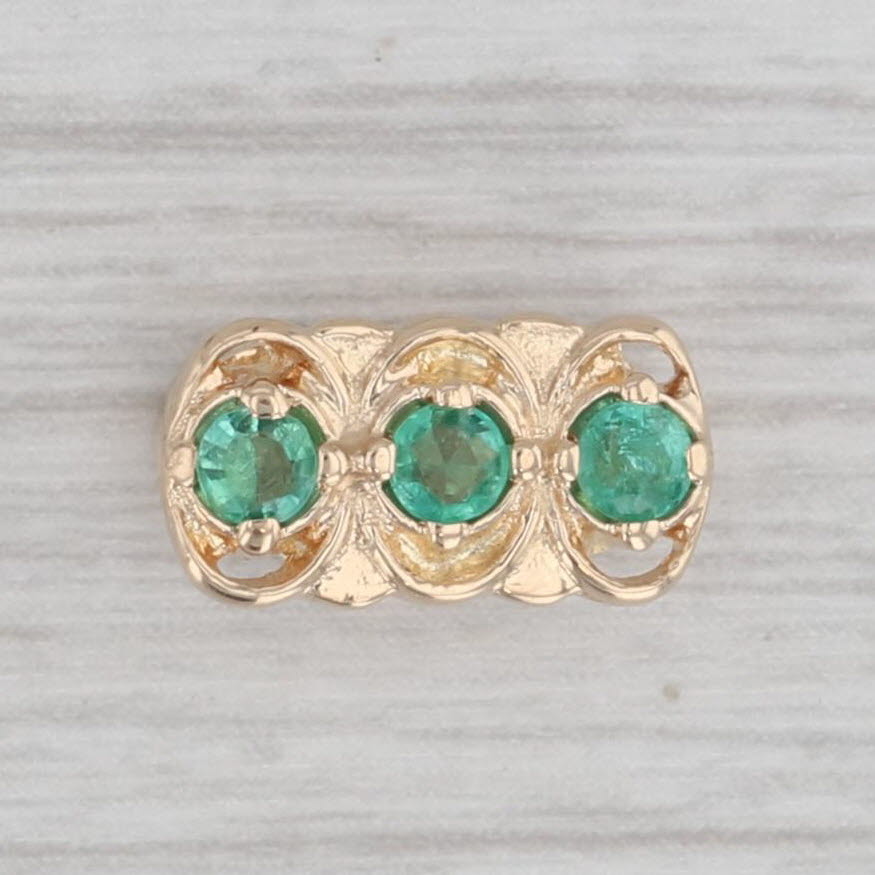 Gray Richard Glatter 0.15ctw Emerald Slide Bracelet Charm 14k Yellow Gold Vintage