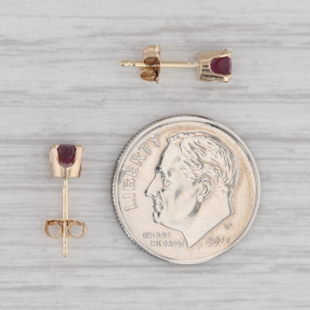 Gray 0.60ctw Ruby Stud Earrings 14k Yellow Gold Round Red Solitaire Studs