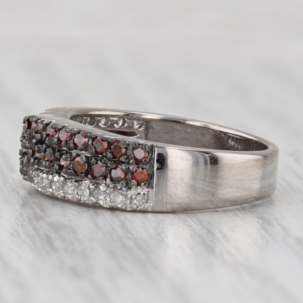 Light Gray 0.47ctw White Orange Brown Diamond Overlay Ring 14k White Gold Size 6.25