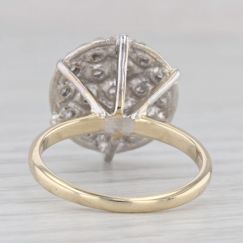 Gray Vintage 0.50ctw Diamond Cluster Engagement Ring 10k White Yellow Gold Size 6.5