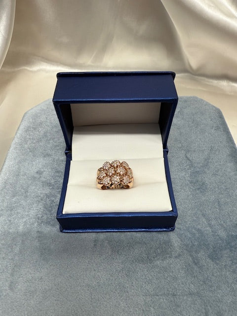 Sonia B 0.70ctw Diamond Cluster Ring w/ Box 14k Rose Gold Size 8 Cocktail Moves