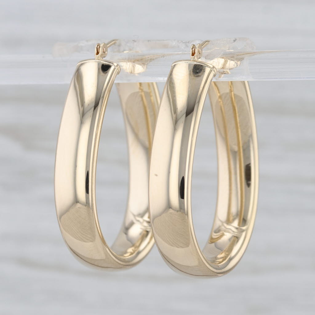 Oval Hoop Earrings 14k Yellow Gold Snap Top Hoops