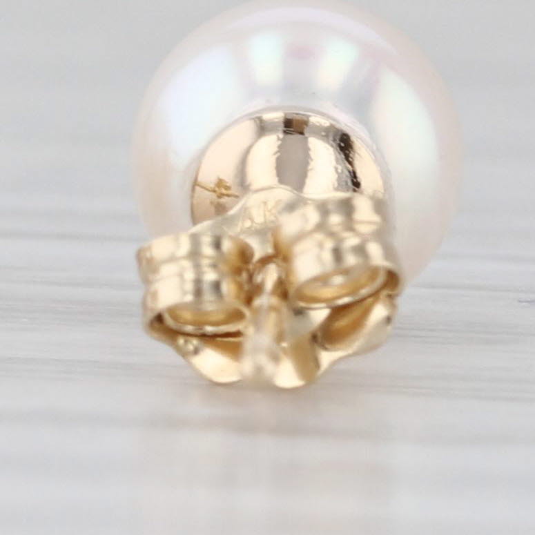 Light Gray Blue Lagoon Cultured Pearl Stud Earrings 14k Yellow Gold w/ Box