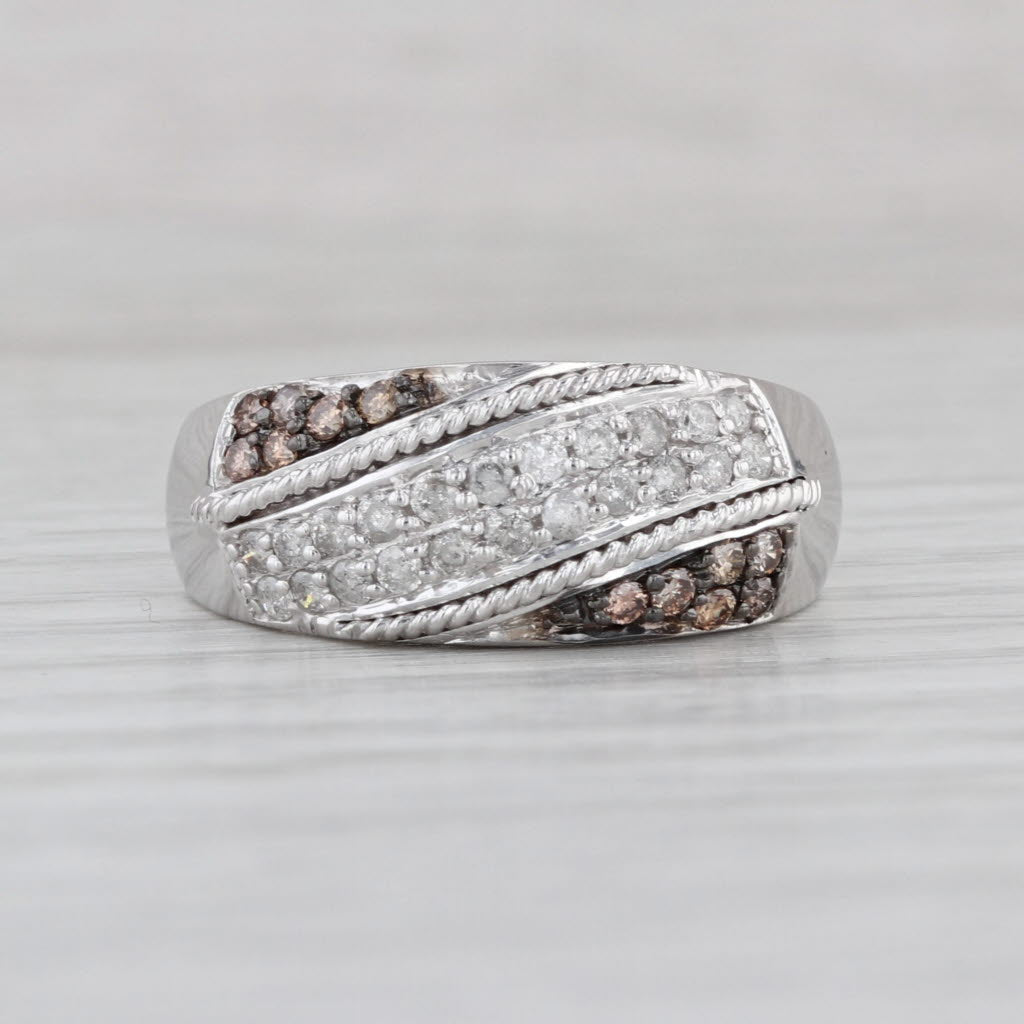 0.50ctw Diamond White Brown Ring 10k White Gold Size 7 Stackable Wedding Band