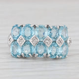 5.43ctw Blue Zircon Diamond Cluster Ring 10k White Gold Size 6