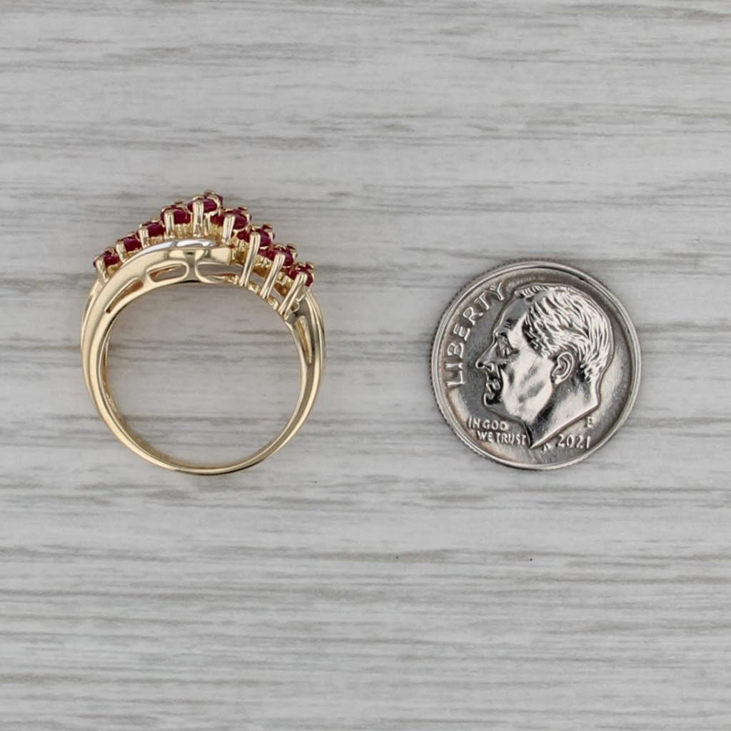 1.35ctw Ruby Diamond Tiered Bypass Ring 14k Yellow Gold Size 6