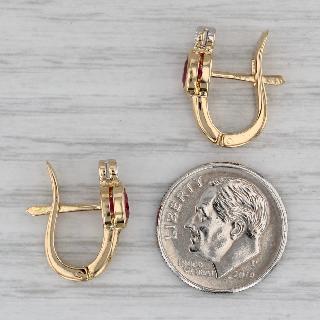 Gray 0.72ctw Ruby Diamond J-Hook Earrings 18k Yellow Gold Lever Backs