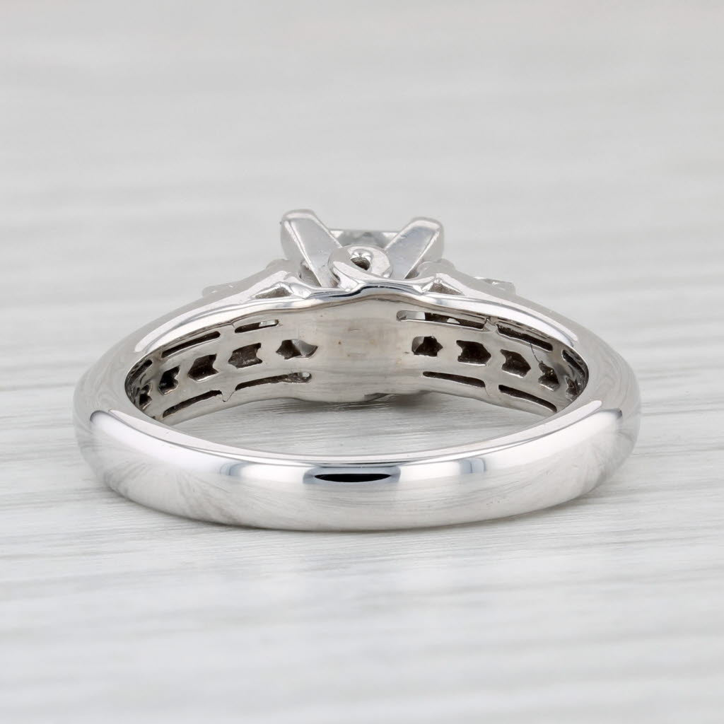 Light Gray 1.42ctw Princess Diamond Engagement Ring 14k White Gold Solitaire with Accents