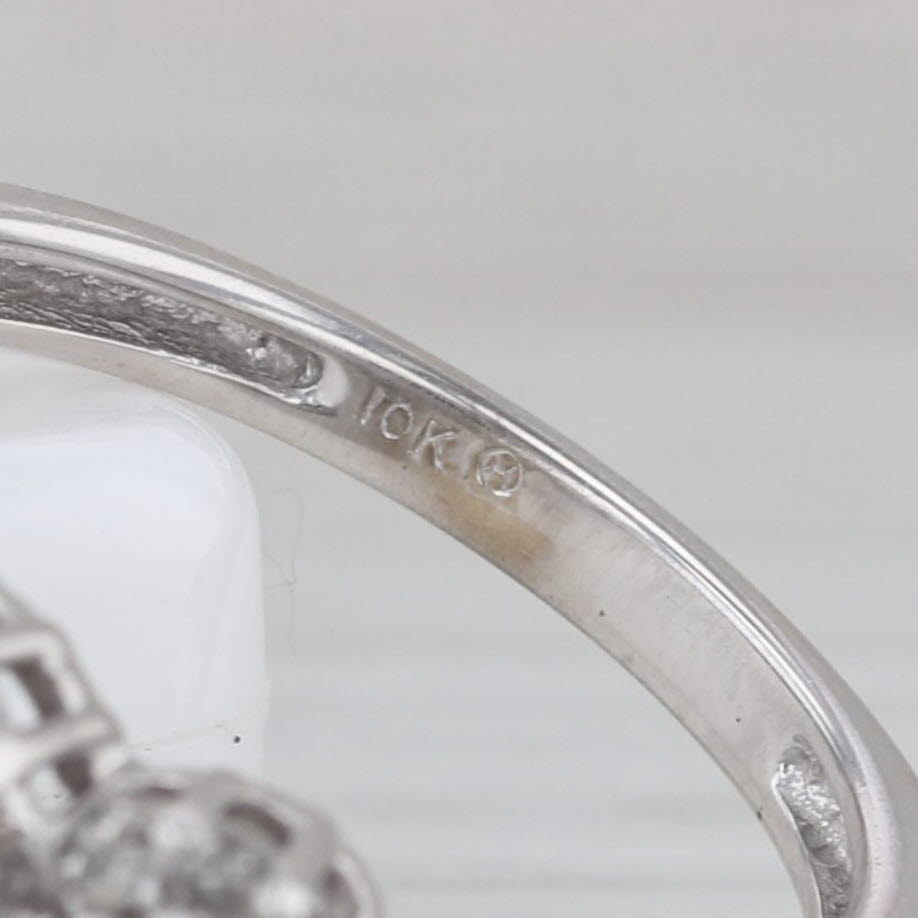 0.40ctw Diamond Halo 3-Stone Ring 10k White Gold Size 7 Engagement