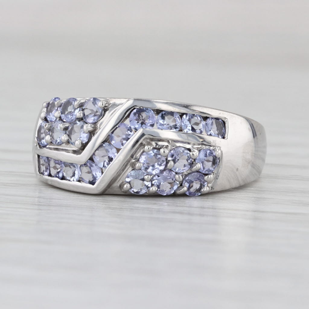 1.30ctw Tanzanite Cluster Ring 10k White Gold Size 8