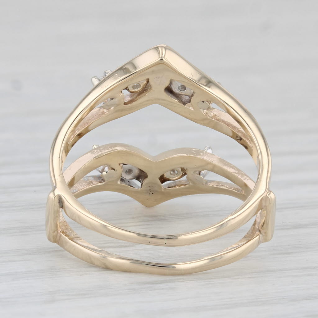 Light Gray Spark 0.27ctw Diamond Ring Jacket Wrap Guard 14k Gold Wedding Bridal Size 8