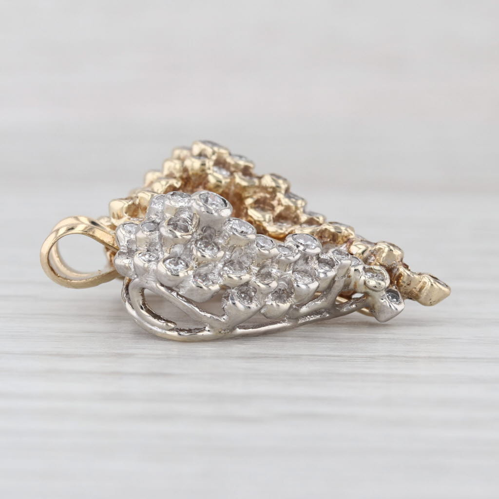 1.40ctw Diamond Abstract Heart Pendant 14k Yellow White Gold Statement