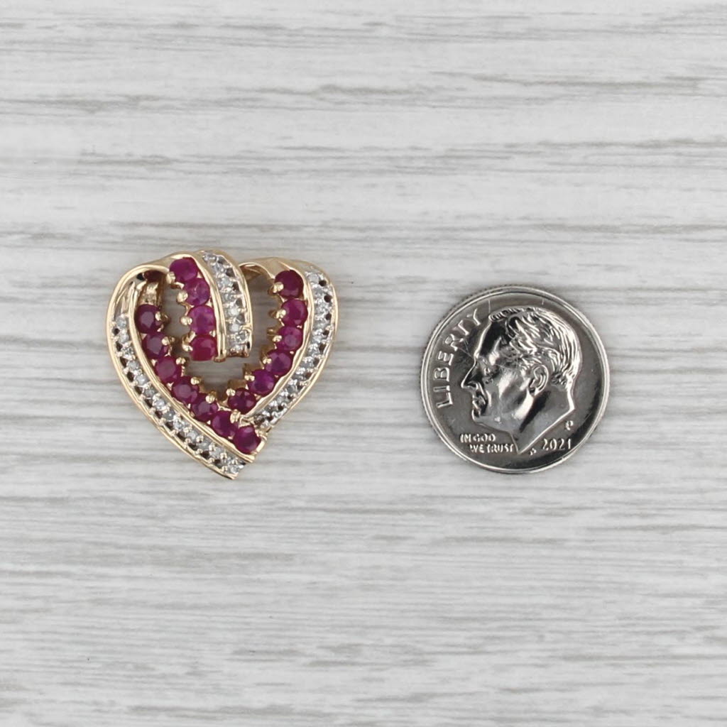 1.50ctw Pink Sapphire Diamond Open Heart Pendant 14k Yellow Gold