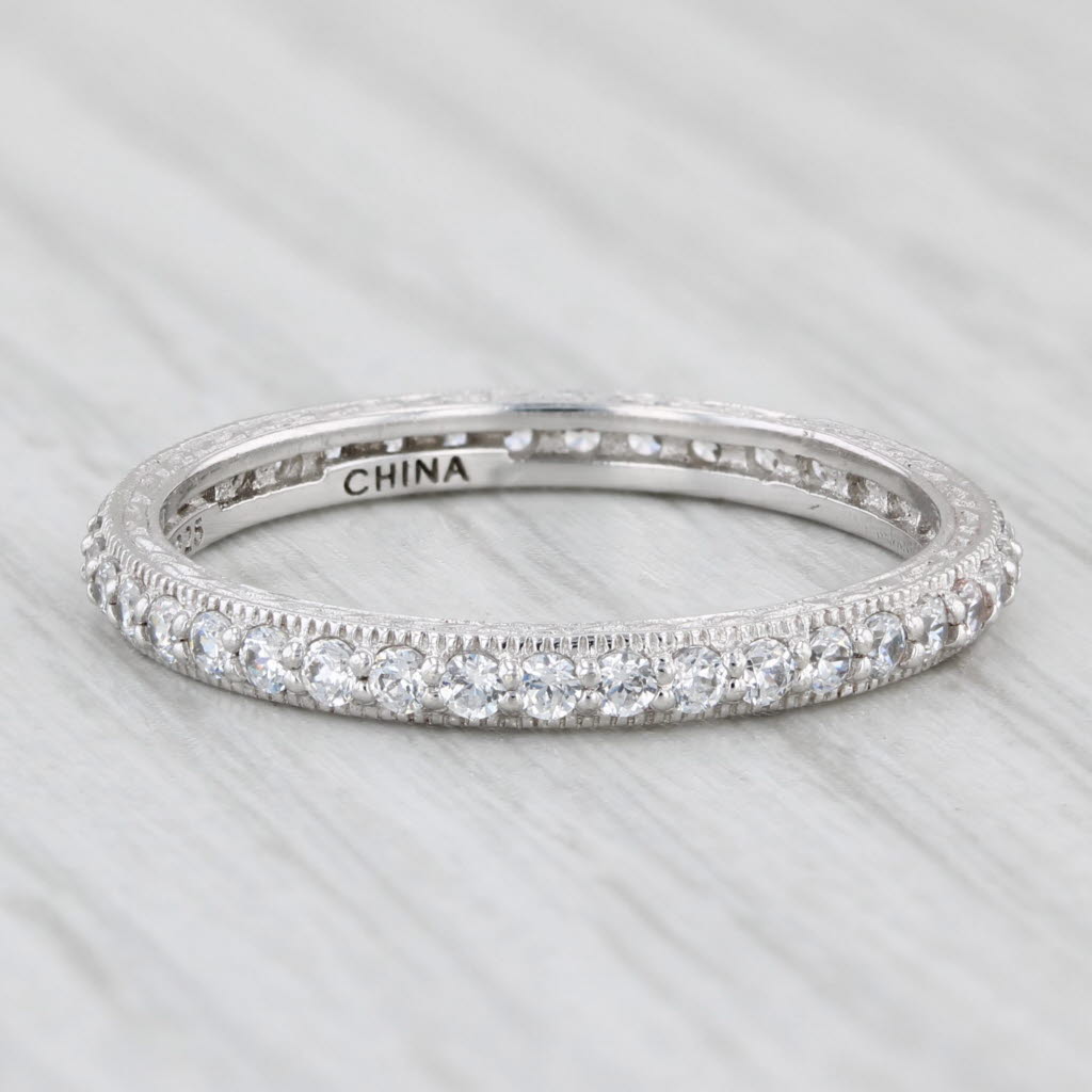 Light Gray Tacori 0.56ctw Cubic Zirconia Eternity Band Sterling Silver Wedding Ring