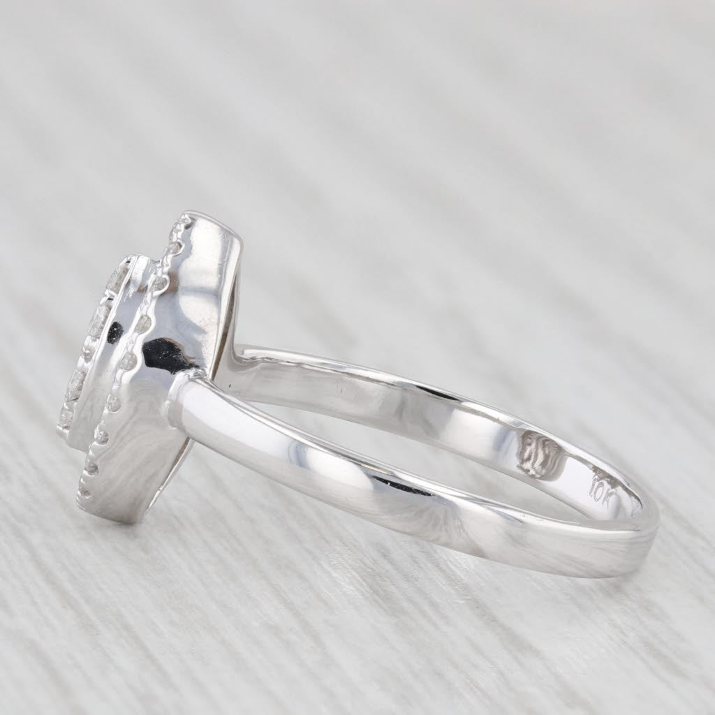 Light Gray 0.23ctw Pave Diamond Cluster Halo Ring 10k White Gold Size 6.75