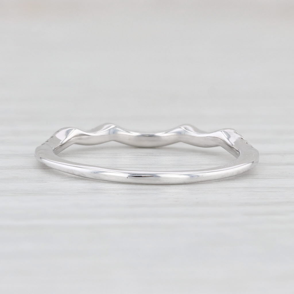 Light Gray 0.12ctw Contoured Diamond Ring Guard 14k White Gold Stackable Wedding Band Sz 7