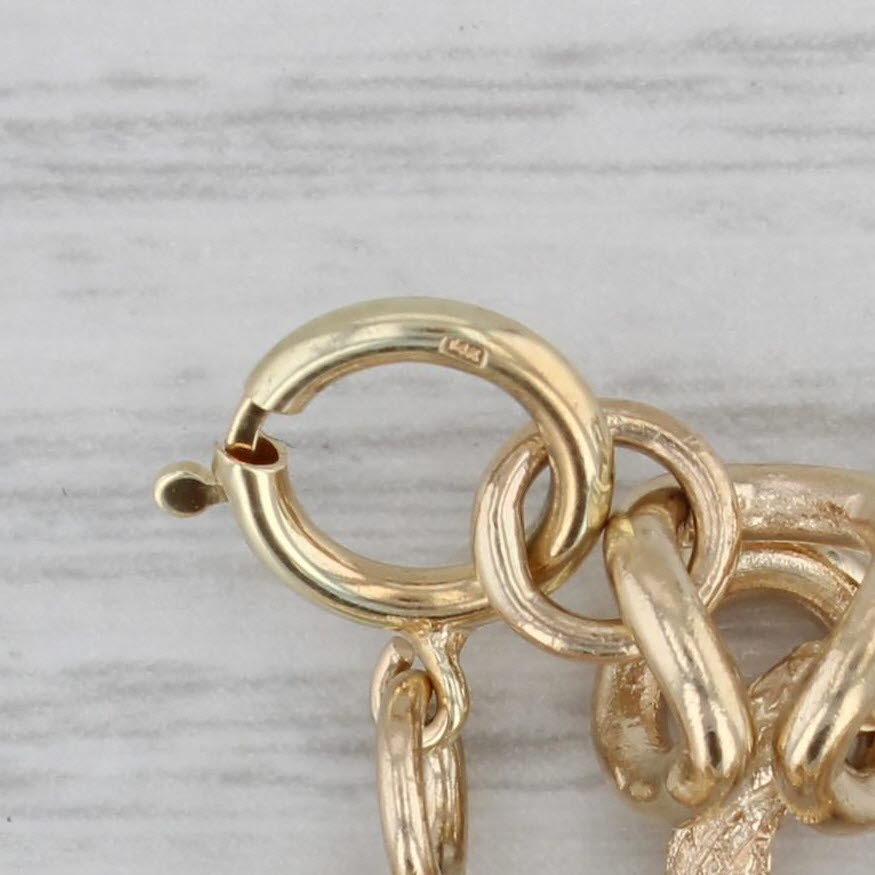 Gray 7.5" Etched Oval Links 14k Yellow Gold 11.5mm with Safety Chain Starter Charm