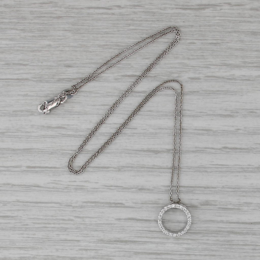 Roberto Coin Tiny Treasures Diamond Circle Pendant Necklace 18k Gold 16"