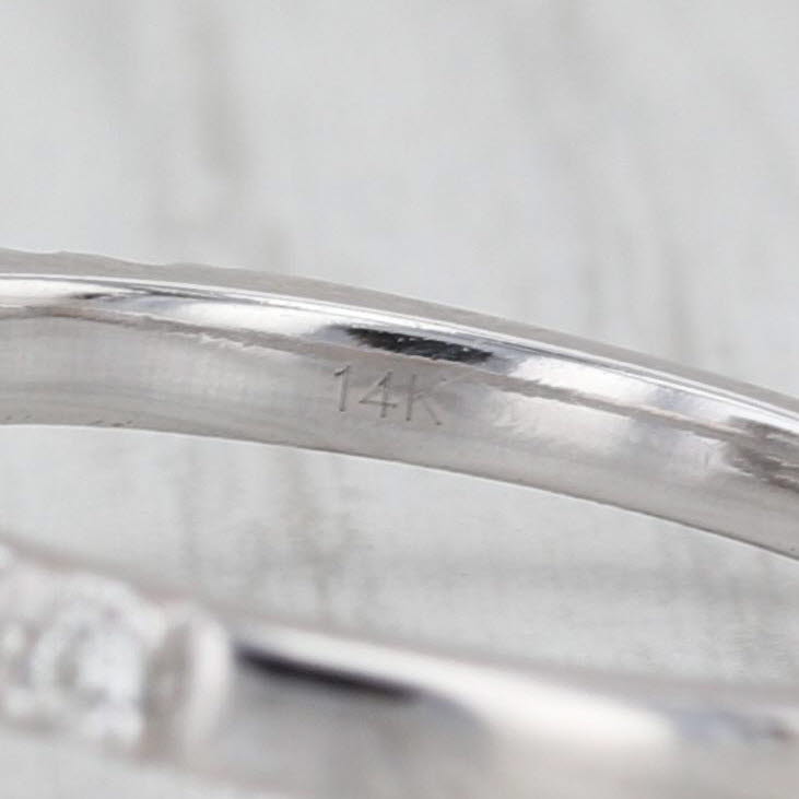 0.89ctw Diamond Princess Halo Engagement Ring 14k White Gold Size 7