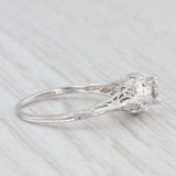 0.30ct Round Diamond Solitaire Engagement Ring 18k White Gold Filigree Size 4.75