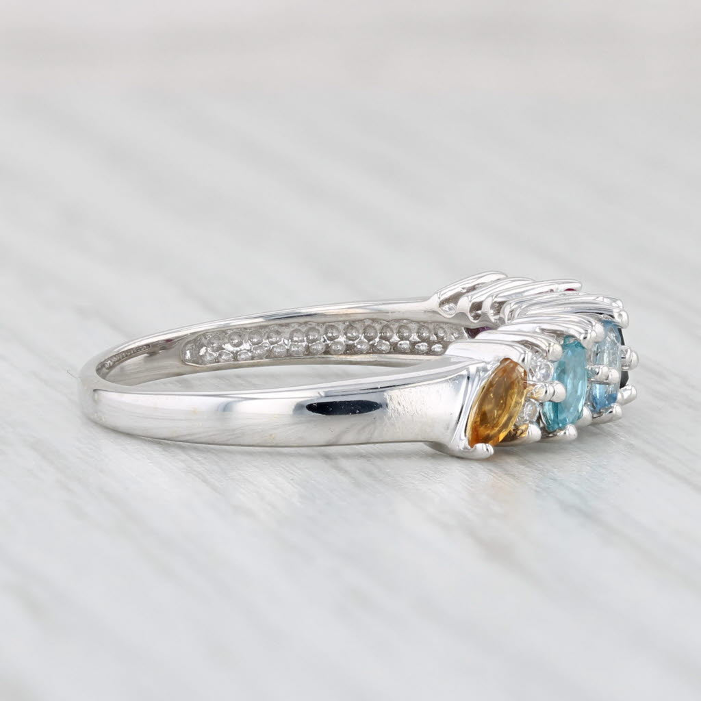 Light Gray 0.79ctw Gemstone Stackable Ring 10k White Gold Size 7 Multi-Stone