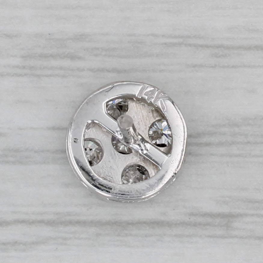 Gray 0.25ctw Diamond Cluster Tie Tac Pin 14k White Gold Push Back w/ Chain