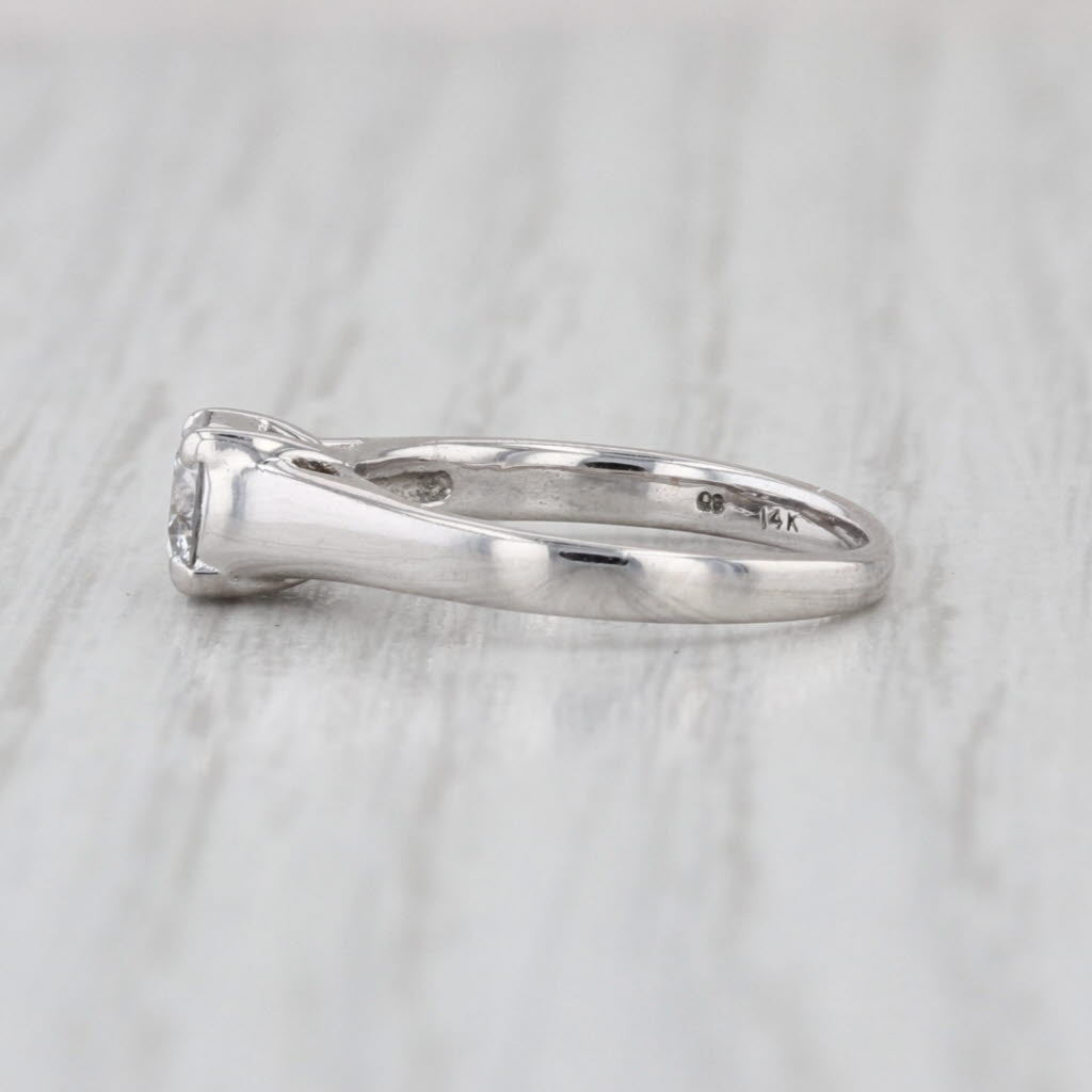 0.48ct Round Diamonds Solitaire Engagement Ring 14k White Gold Size 3