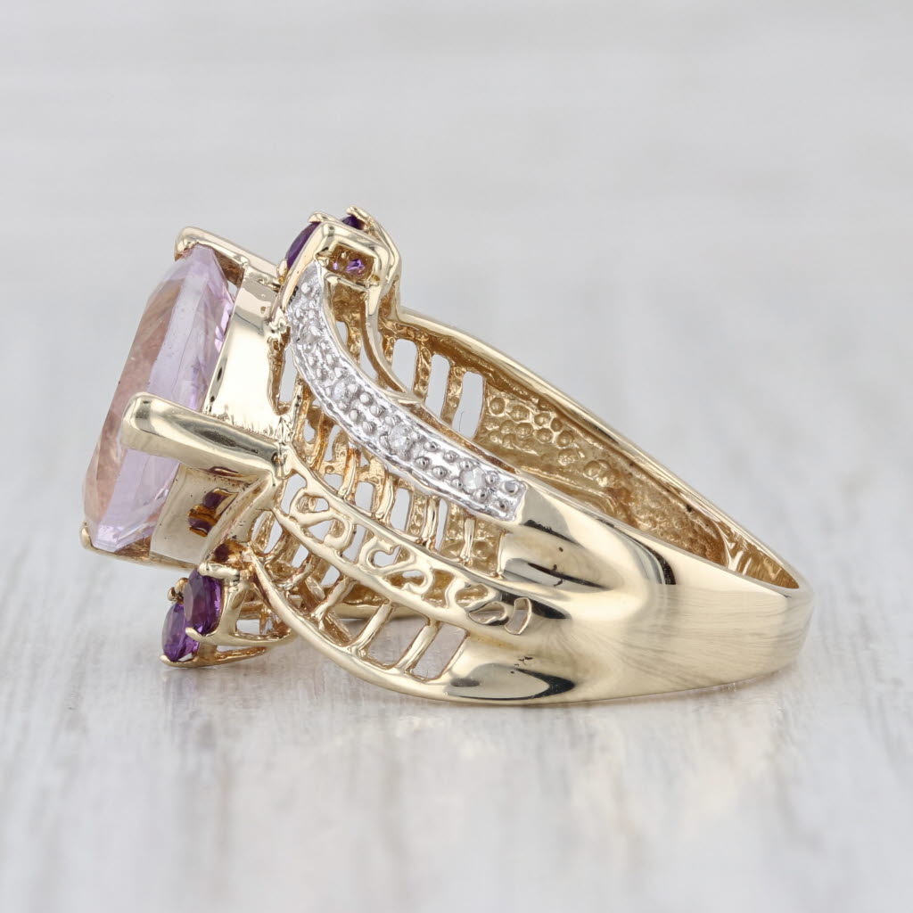 1.80ctw Amethyst Diamond Cocktail Ring 10k Yellow Gold Size 8.25