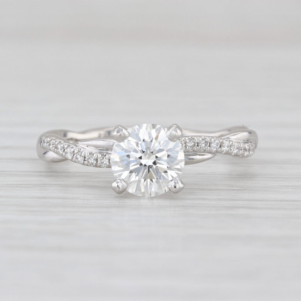 1.11ctw VS1 Round Diamond Engagement Ring Platinum Size 6 IGI Card