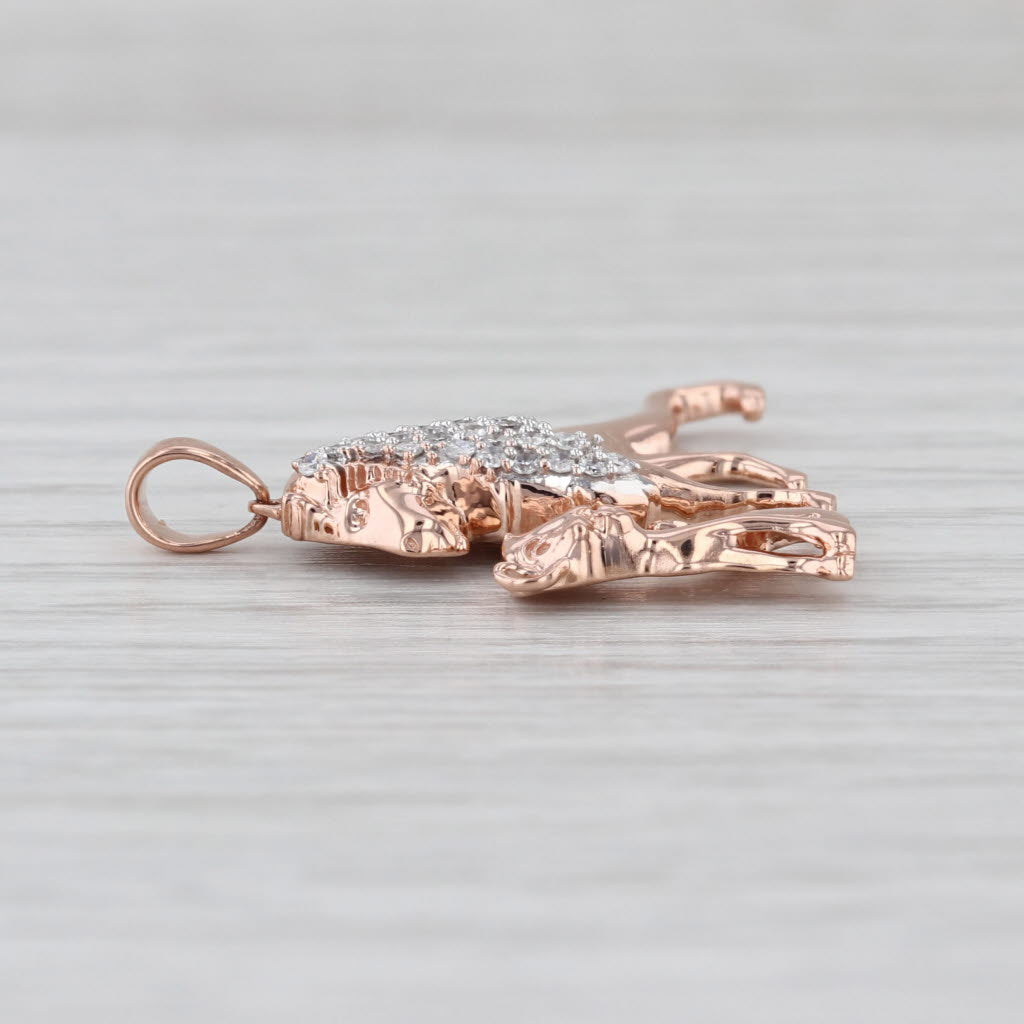 0.21ctw Diamond Lion & Cub Pendant 10k Rose Gold