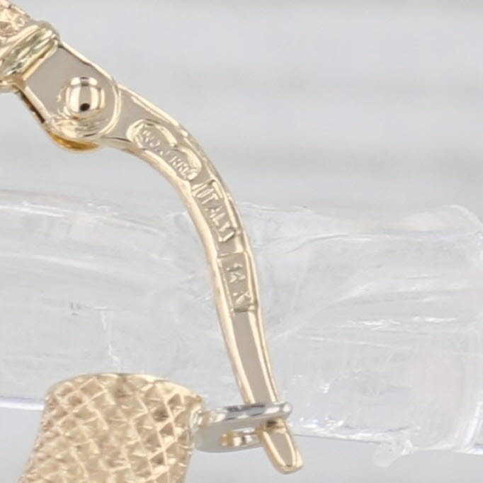 Mesh Hoop Earrings 14k Yellow Gold Round Snap Top Hoops