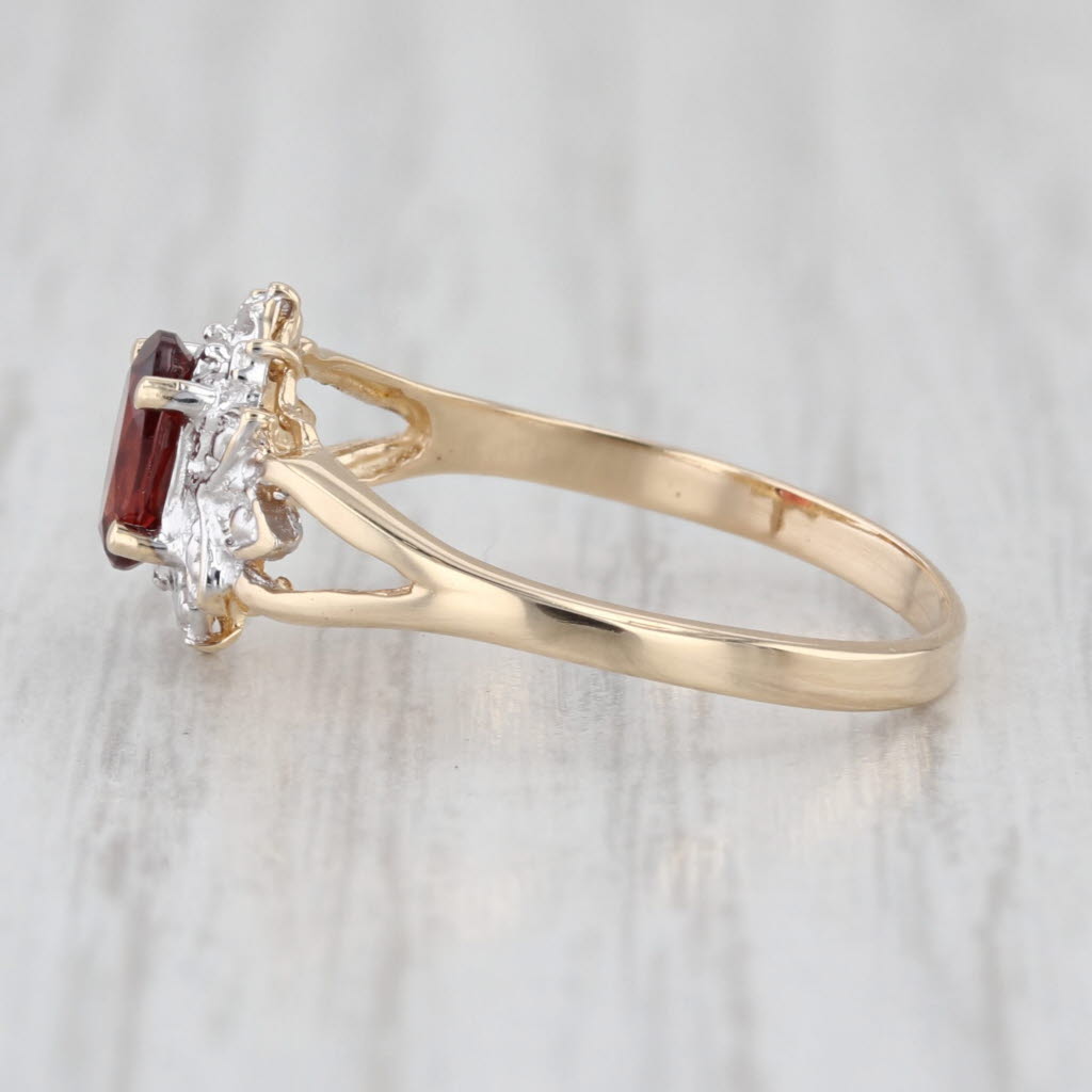 1.14ct Oval Garnet Ring 10k Yellow Gold Size 7 Diamond Accents
