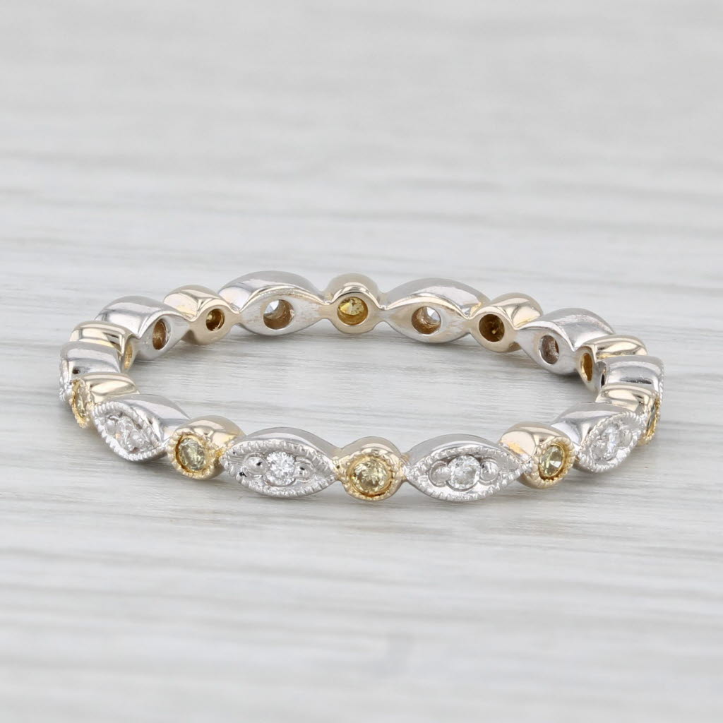 Light Gray 0.12ctw Diamond Eternity Band 18k White Yellow Gold Wedding Ring Stackable