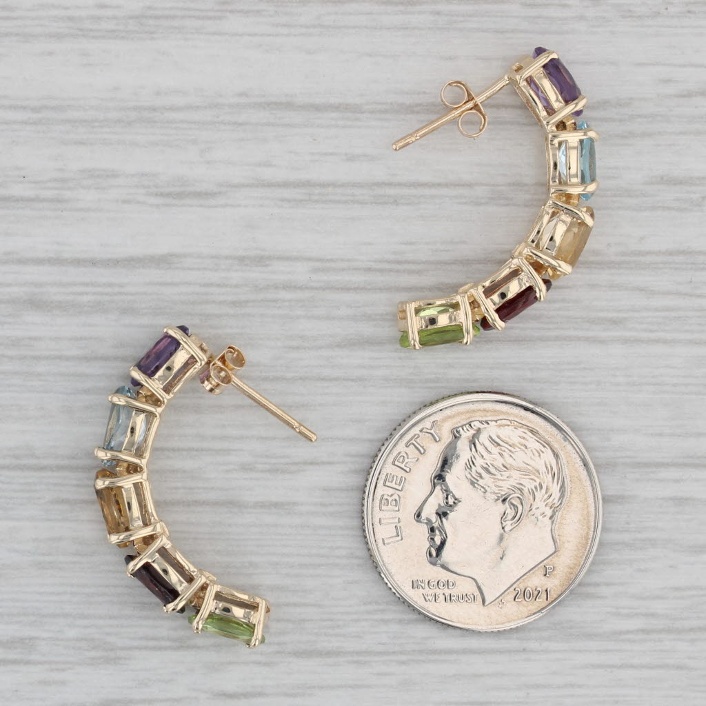 Gray 4.72ctw Gemstone Journey Earrings 10k Gold Amethyst Topaz Citrine Garnet Peridot