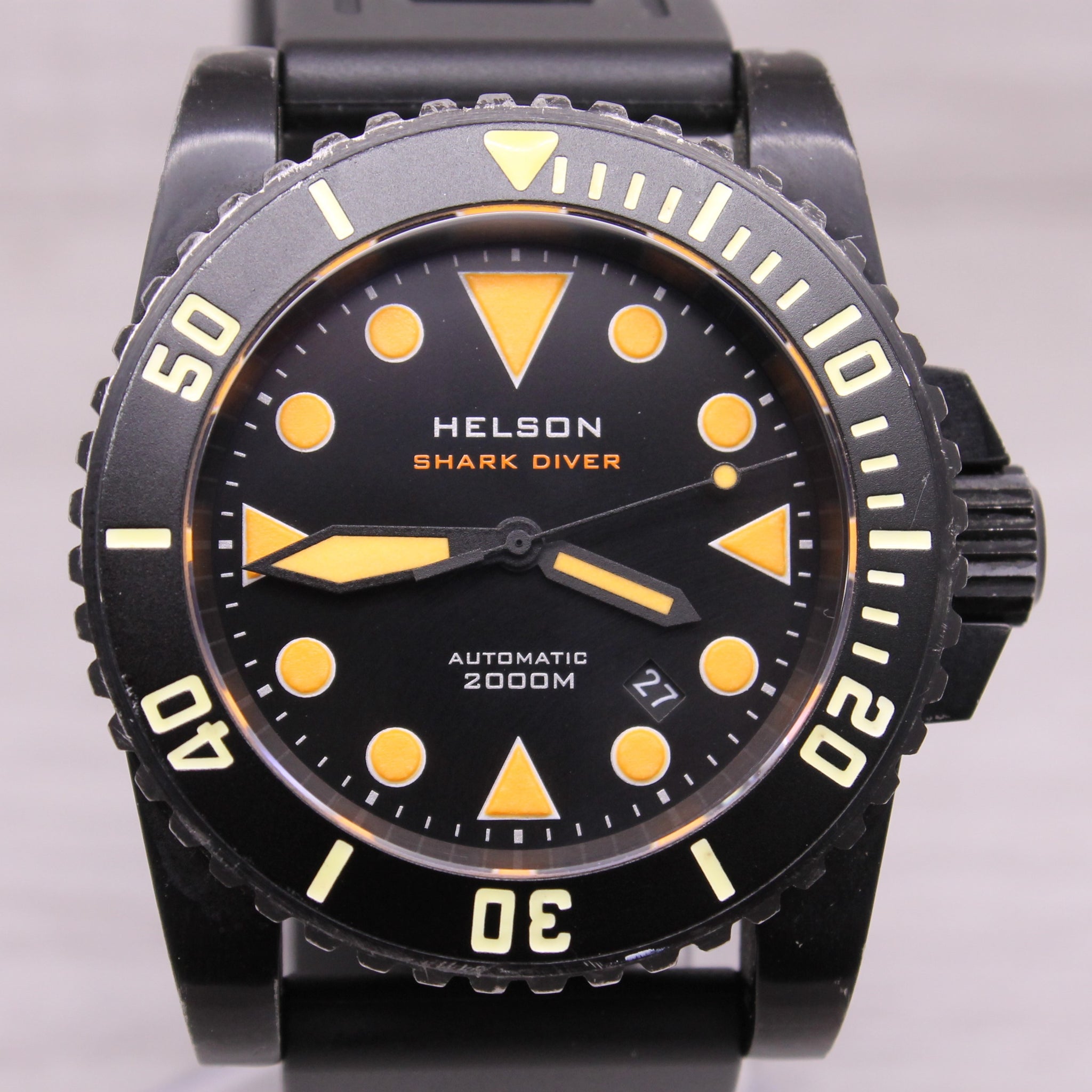 Helson Sharkdiver 2000m 45mm Black PVD Mens Automatic Divers Watch w/
