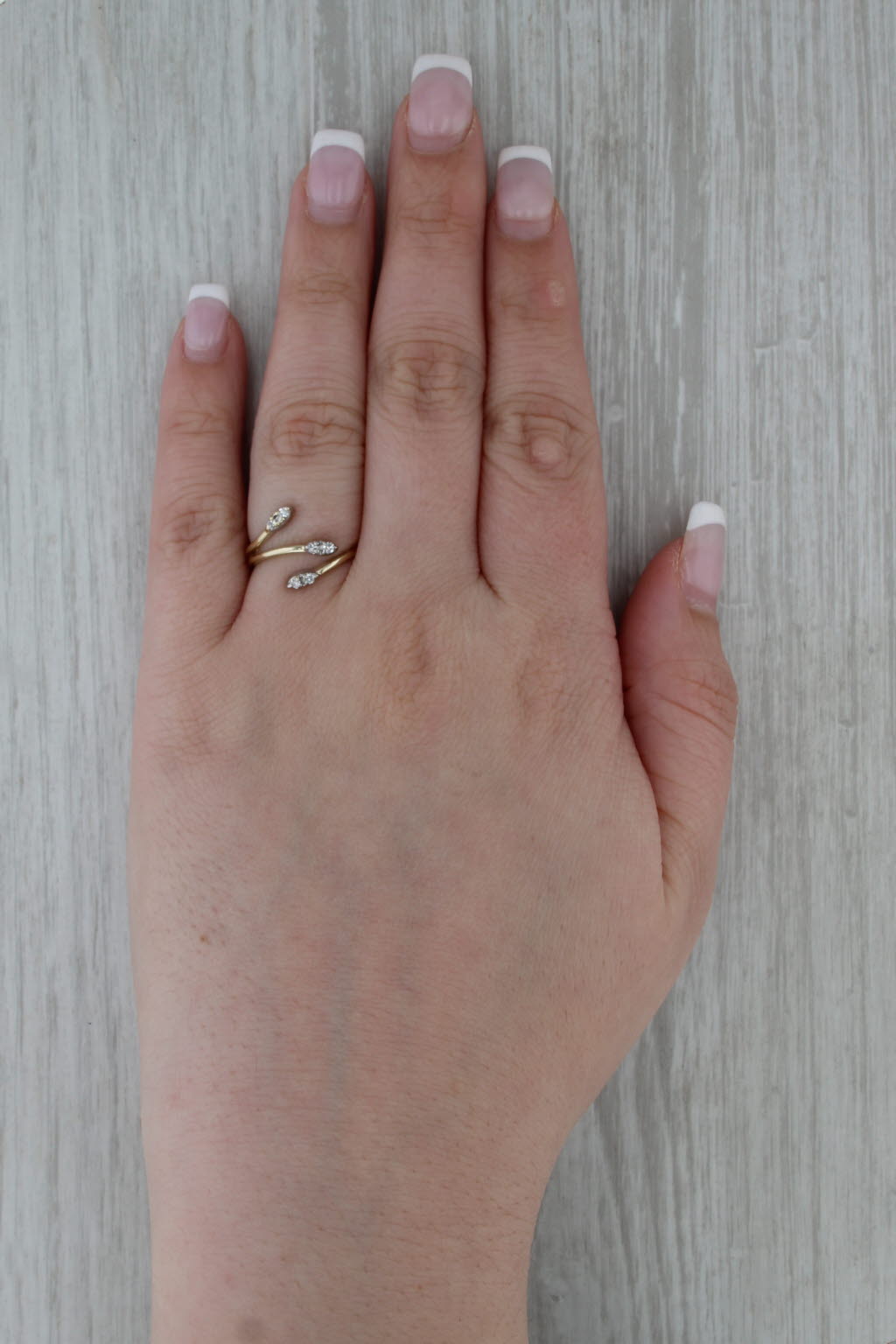 Diamond Spray Bypass Ring 14k Yellow White Gold Size 6.25 Adjustable