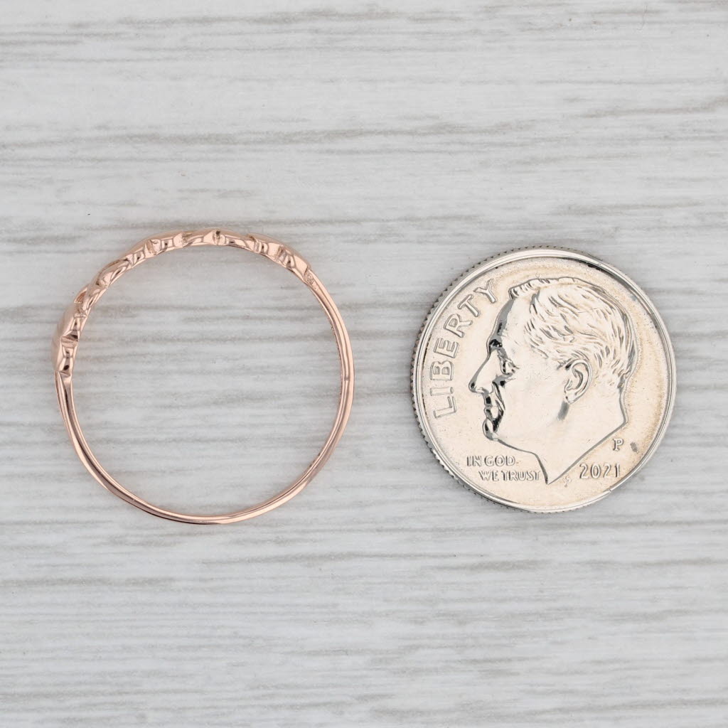 Gray XO Heart Ring 14k Rose Gold Size 8 Stackable Band