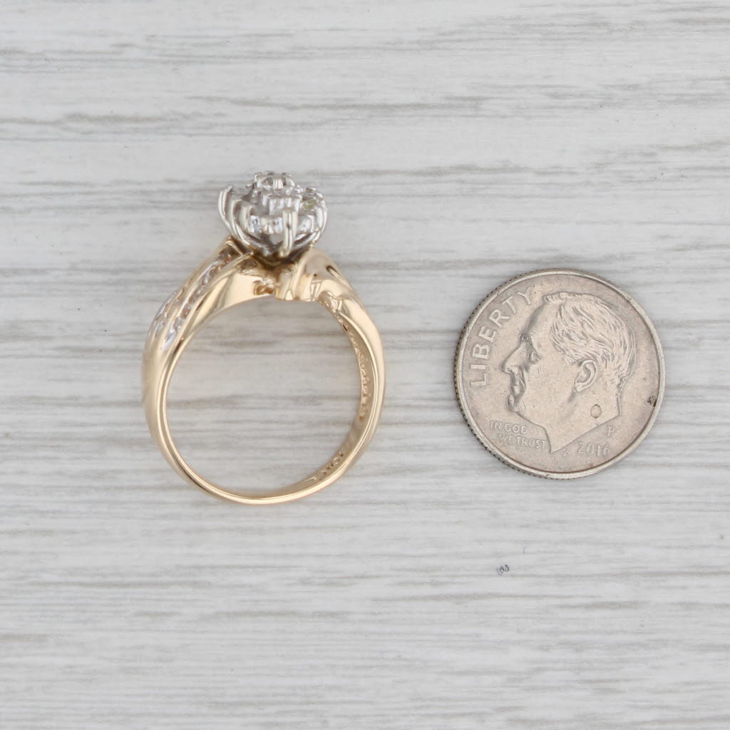 Gray 0.33ctw Diamond Cluster Ring 10k Gold Size 7.25 Bypass