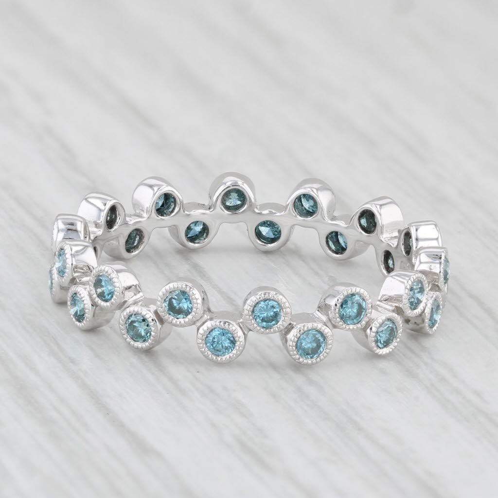 Light Gray New Beverley K 0.50ctw Blue Diamond Bubbles Ring 18k White Gold Sz 6.5 Stackable