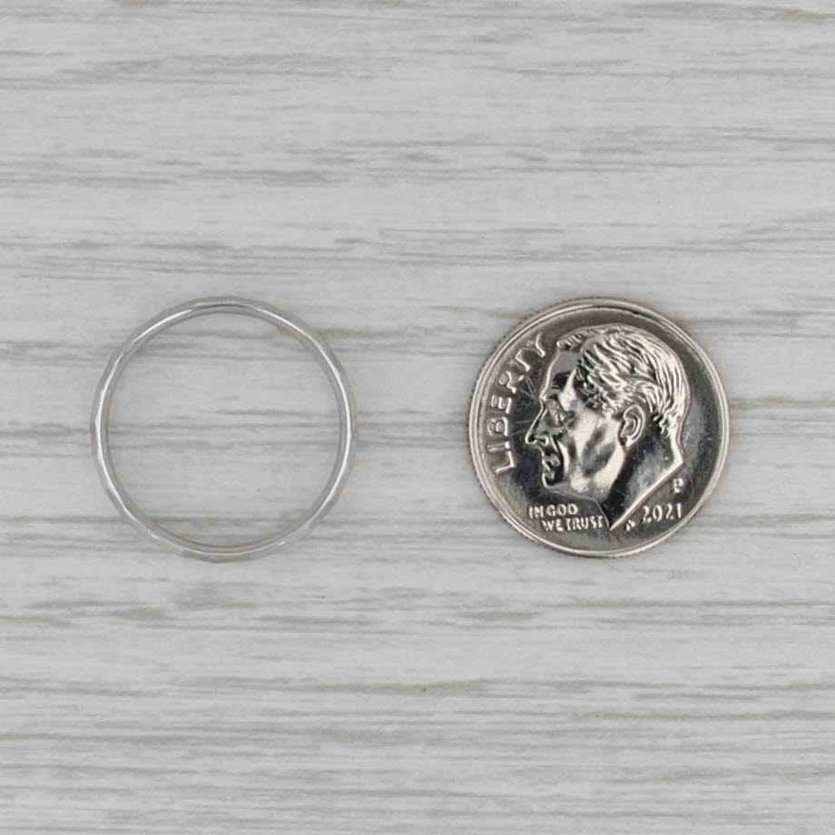 Beveled Band Ring 14k White Gold Stackable Wedding Band Size 5