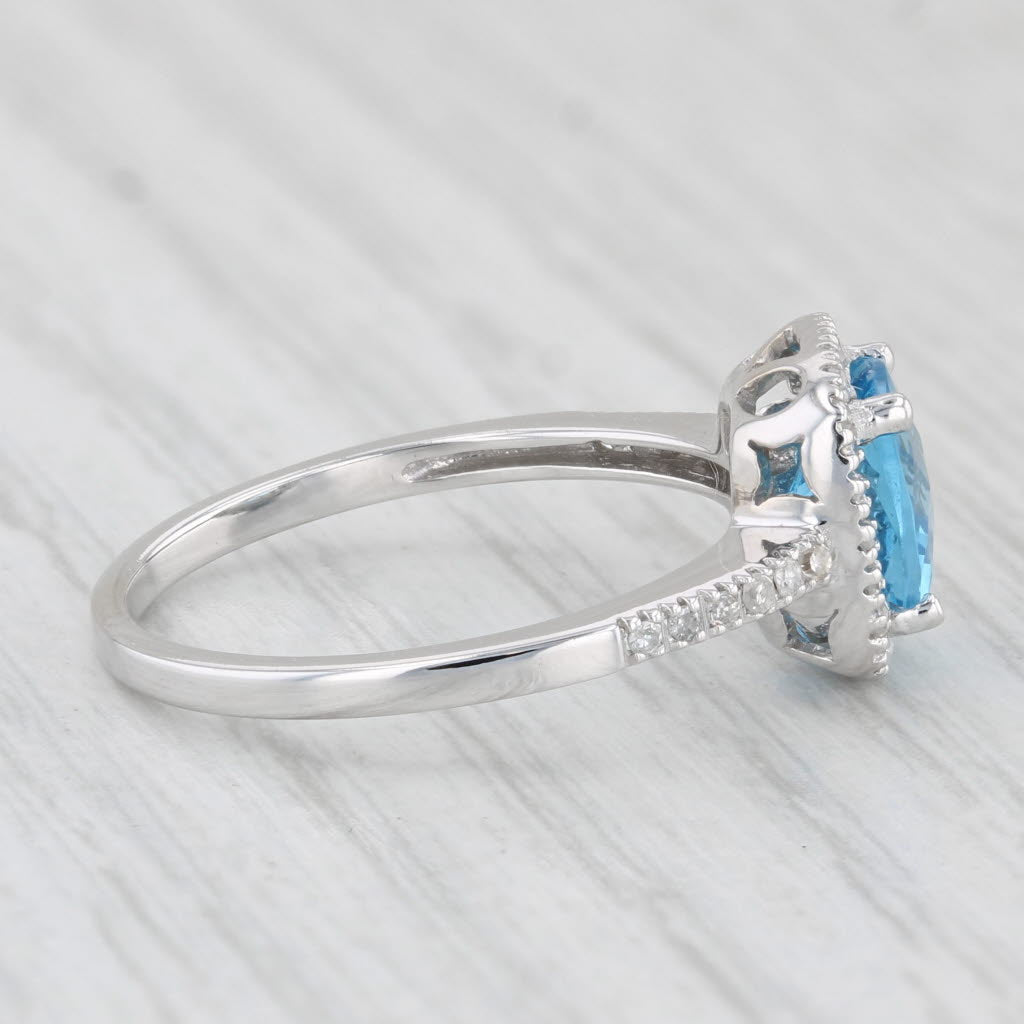 Light Gray 1.95ctw Cushion London Blue Topaz Diamond Halo Ring 14k Gold Size 7 Engagement