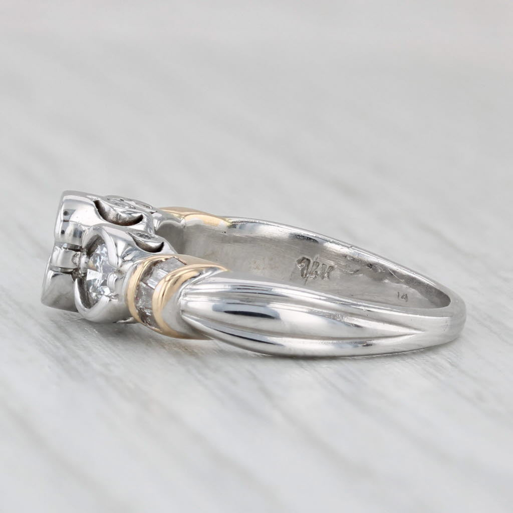 Light Gray 0.82ctw Diamond 3-Stone Engagement Ring 14k White Yellow Gold Size 5.5