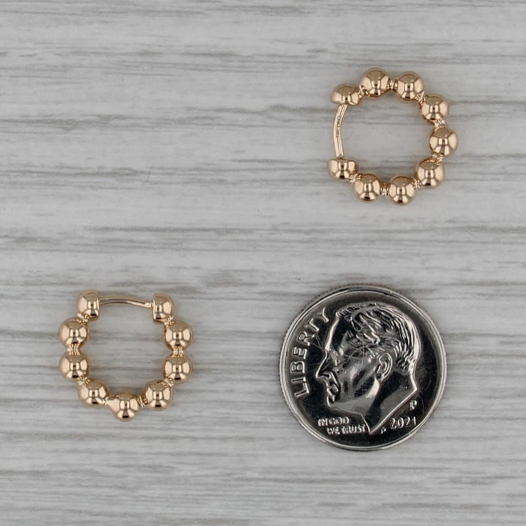 Huggie Hoop Earrings 14k Yellow Gold Hinged Snap Top Round Hoops