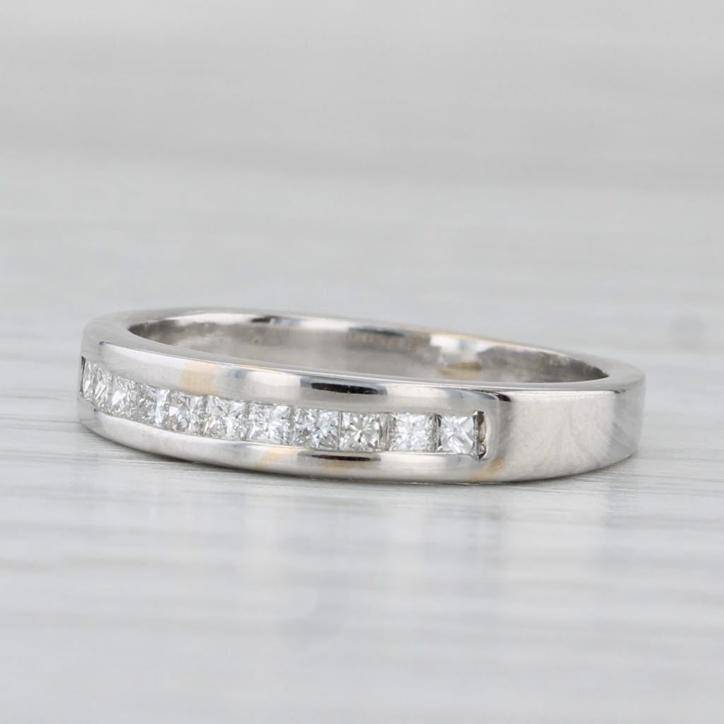 Light Gray 0.33ctw Channel Set Diamond Wedding Band 18k White Gold Sz 5.5 Anniversary Ring
