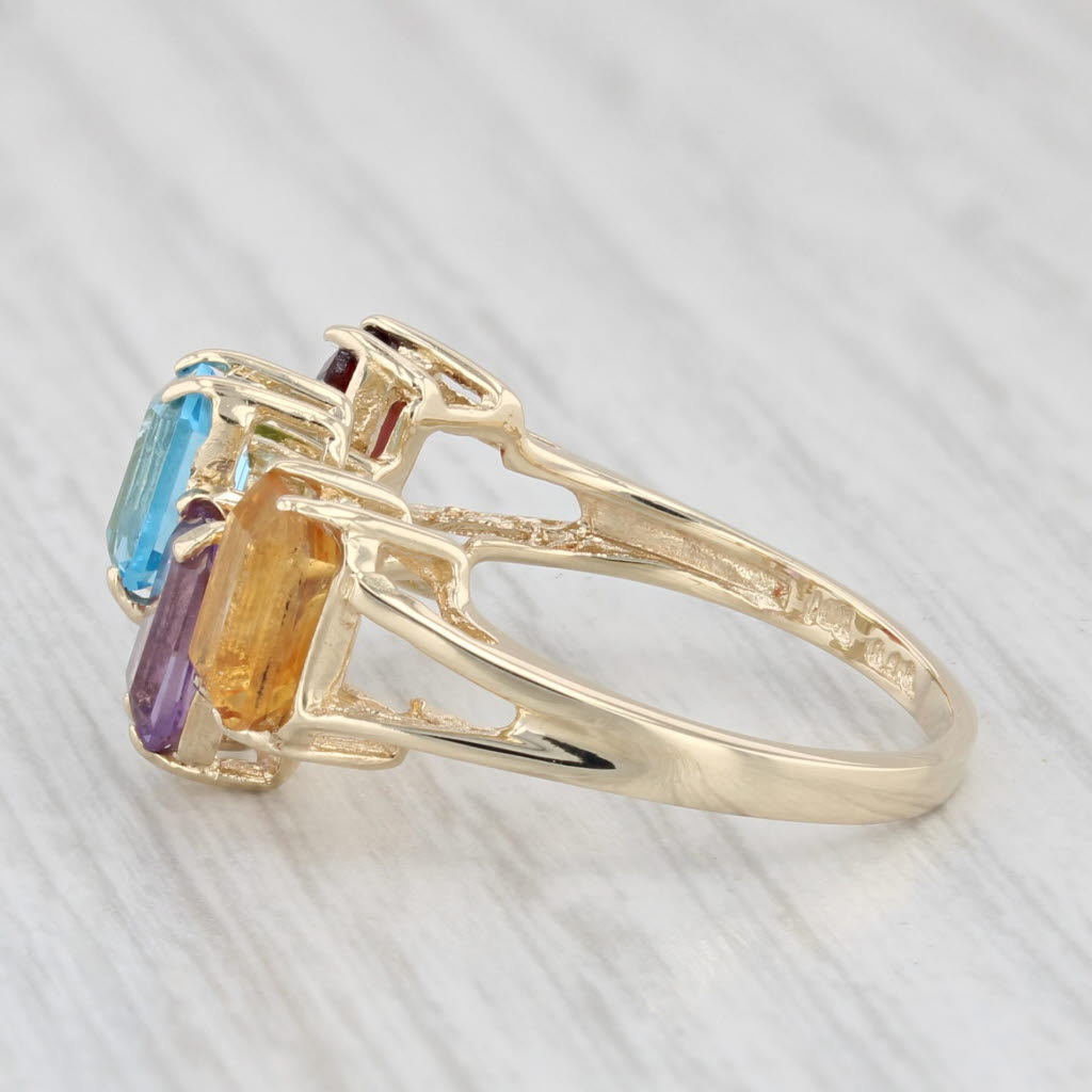 Light Gray 3.22ctw Gemstone Ring 10k Gold Size 7.25 Garnet Peridot Topaz Citrine Amethyst