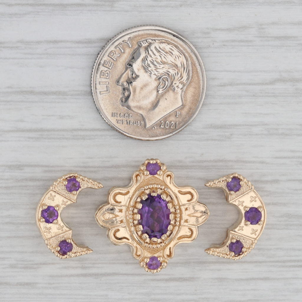 Gray Richard Glatter 1.10ctw Amethyst Slide Bracelet Charm Enhancer Spacer 14k Gold