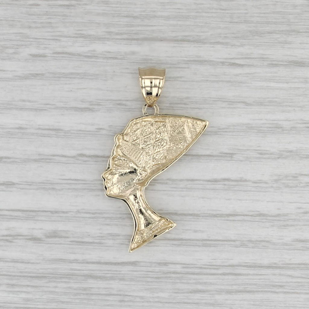 Egyptian Queen Nefertiti Pendant 10k Yellow Gold Statement