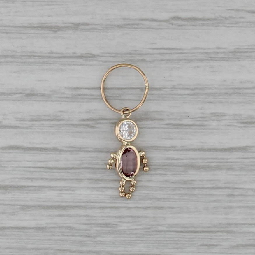 February Birthstone Baby Charm 14k Yellow Gold Imitation Amethyst Pendant