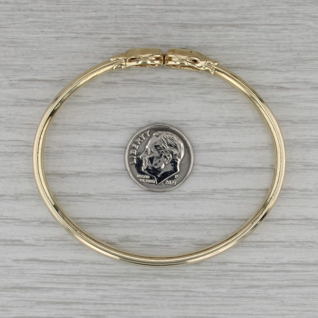 2.70ctw Amethyst Blue Topaz Bangle Bracelet 14k Yellow Gold 6.75"