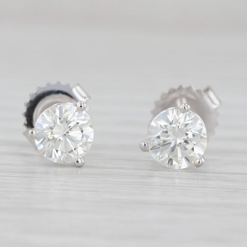 Light Gray 1.45ctw Diamond Round Solitaire Stud Earrings 14k White Gold Butterfly Backs